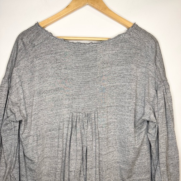 We The Free - Free People Just a Henley 3/4 Sleeve Gray Boho Blouse Size S - Picture 7 of 8